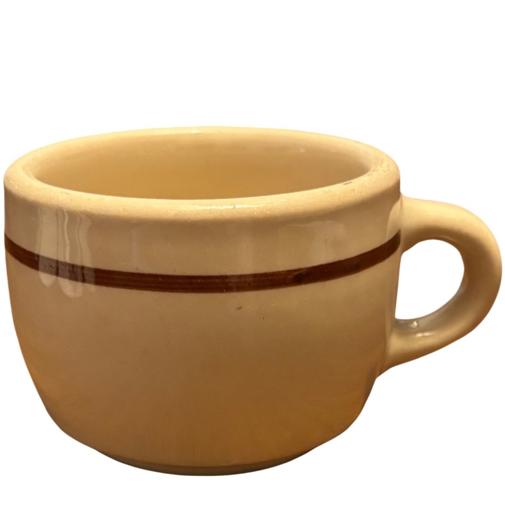 Vintage Sterling Vitrified China Desert Tan Coffee‎ Cup Brown Band Diner Mug USA